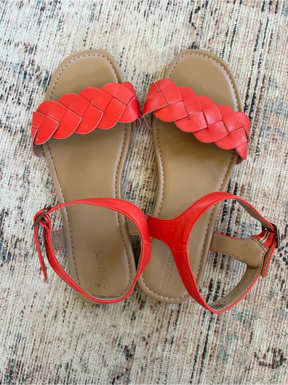 Old Navy Red Braided Strap Girls Sandals